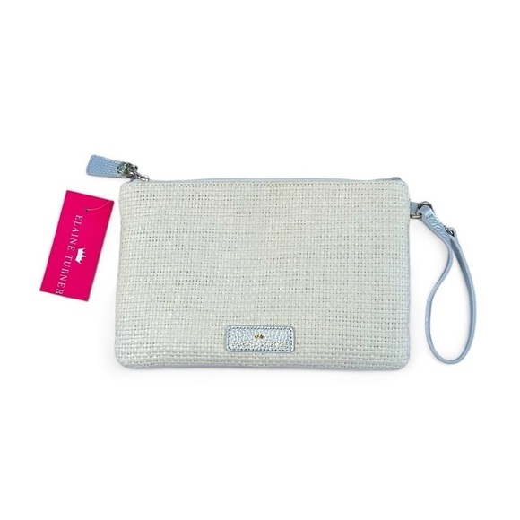 NWT Elaine Turner Sand Dollar Grasscloth Clutch Bag - Picture 1 of 4